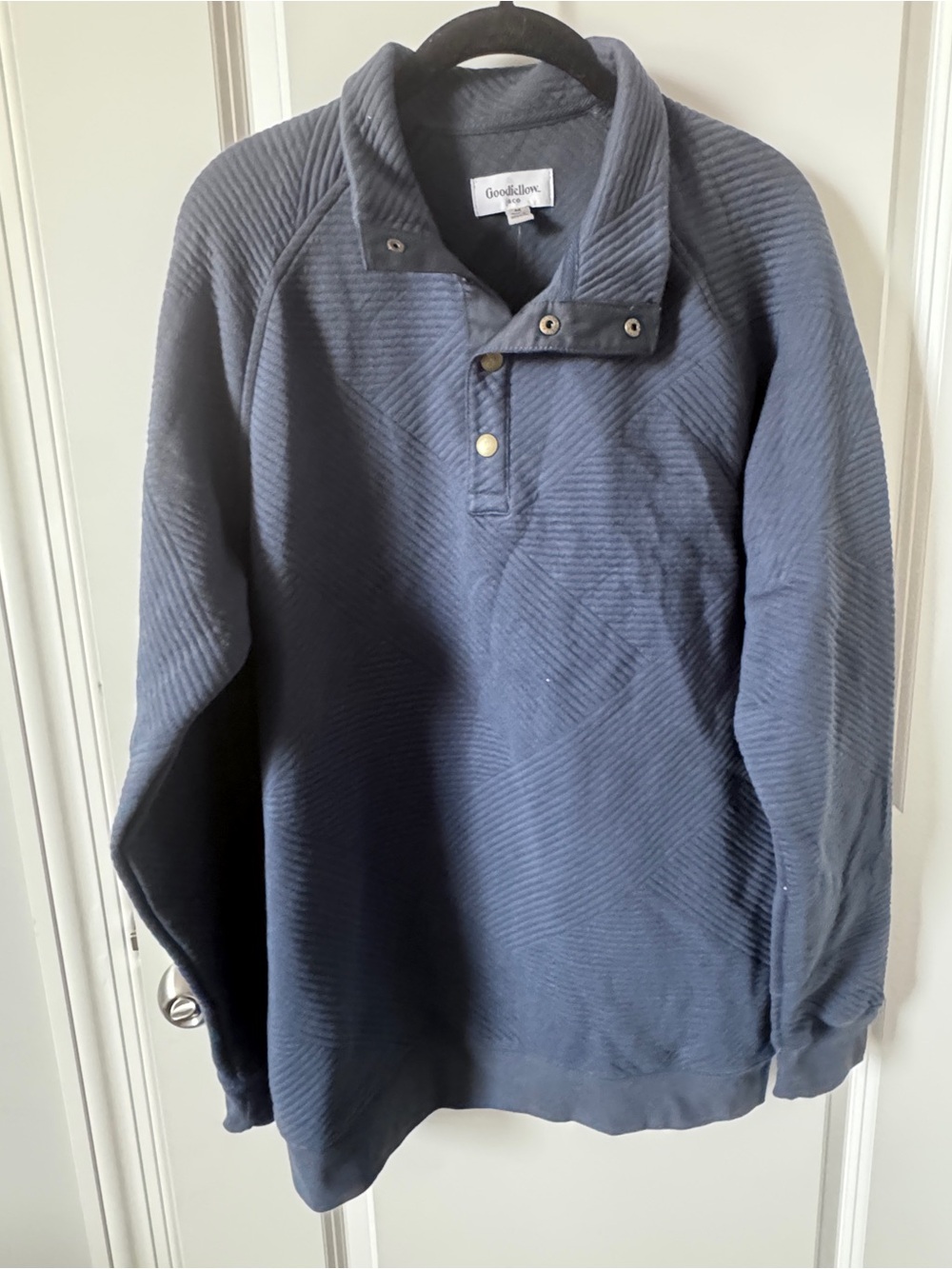 NWT-Goodfellow & Co Men's Navy Quilted Snap-Front Pullover-Medium
